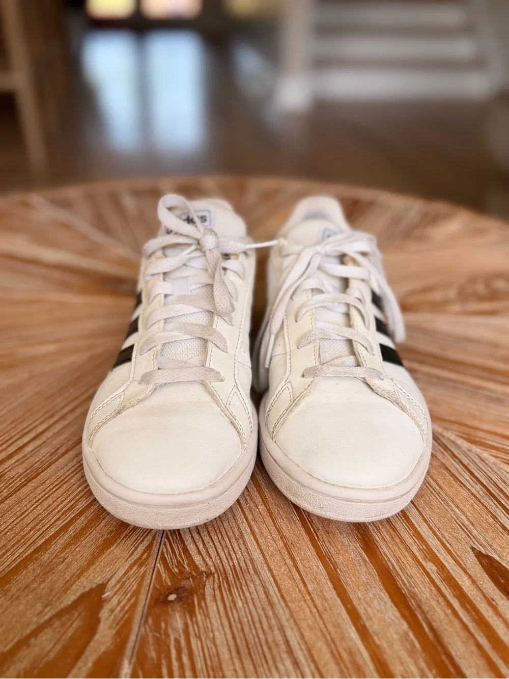 Classic adidas Kids white Sneakers with Black Stripes